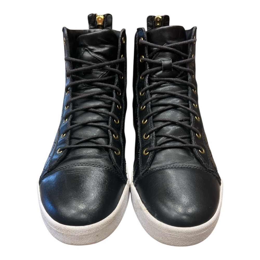 Diesel Diamond  High Top Black Leather Quilted Sneakers SZ 11